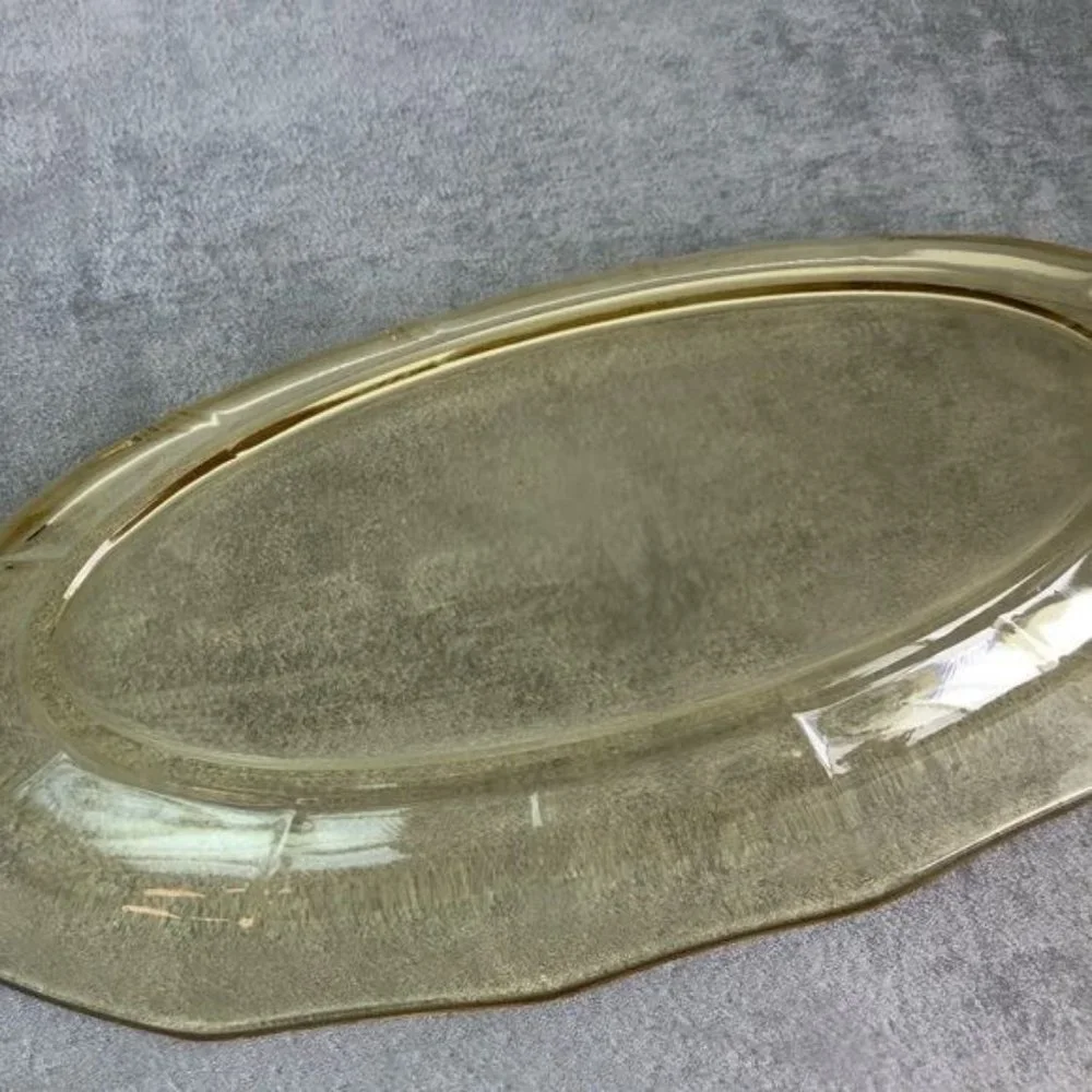 Vintage Fostoria Fairfax Yellow Glass Oval Serving Dish